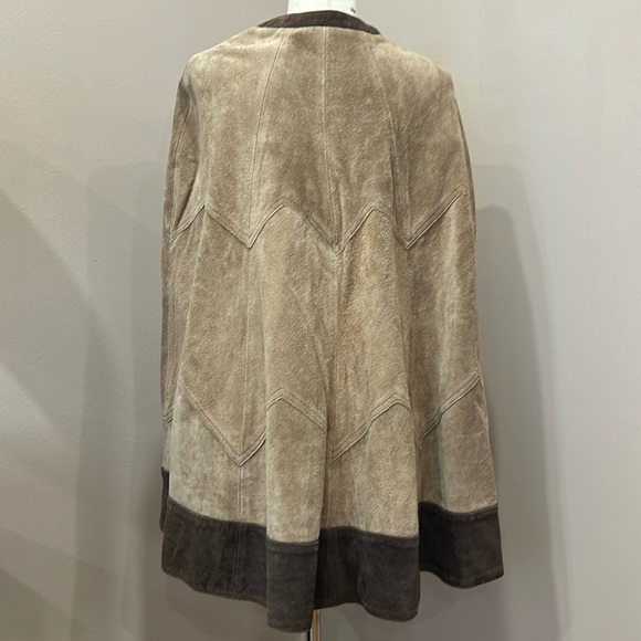 Vintage Cape Poncho Express suede cape poncho coat snap closure Free Size - Picture 7 of 16